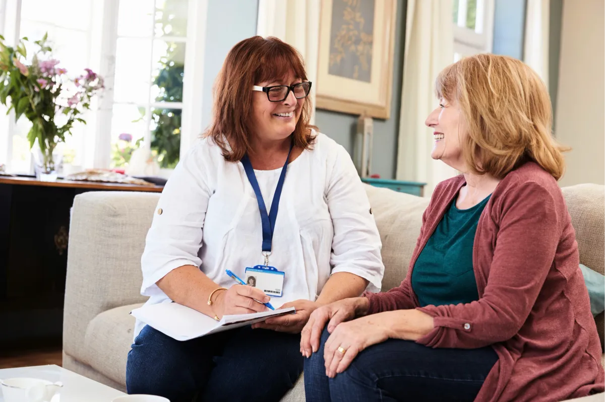A practitioner talking with a client